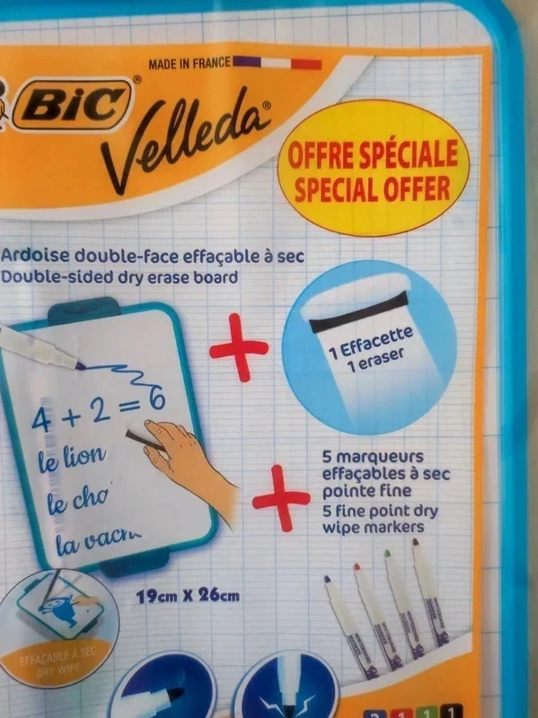 Velleda erasable double-sided slate brand new + 5 pencils + eraser – photo 2